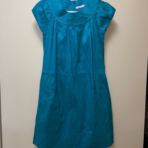 Calypso Christiane Celle Womens Zip Up Short Sleeve Silk Shift Dress Blue S - Picture 6 of 7